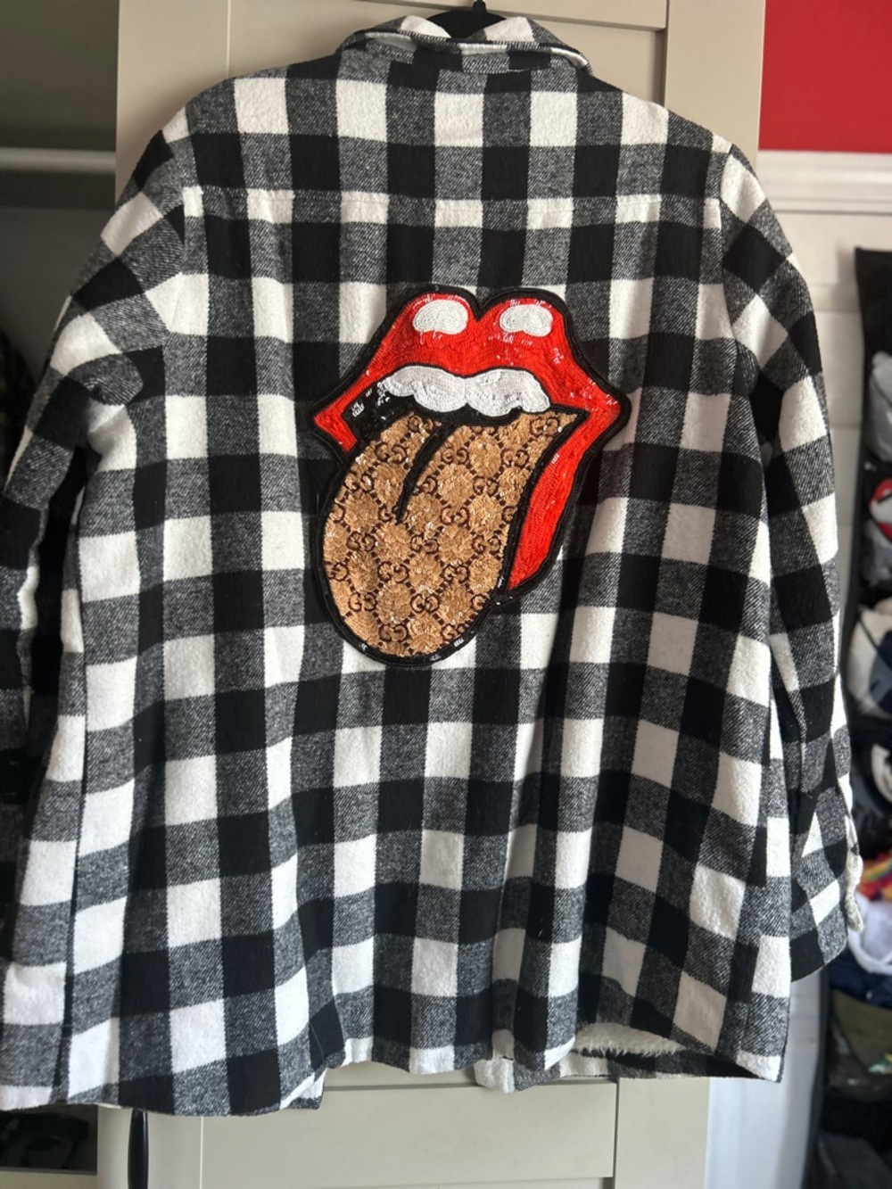 Bluivy Black and White Plaid Sherpa Utility Jacket